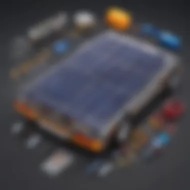 A detailed view of solar panel components used in car kits