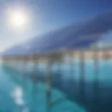 Solar panels harnessing sunlight for desalination