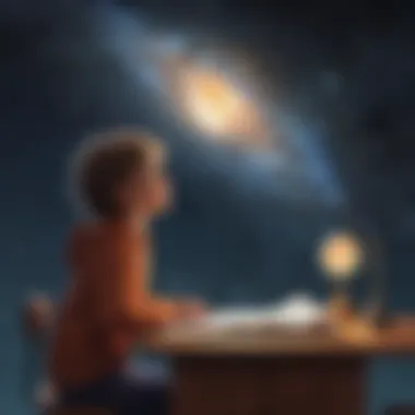 Illustration of a child gazing at the stars in wonder