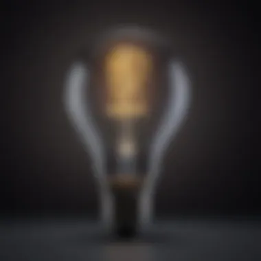 Glowing LED light bulb against dark background