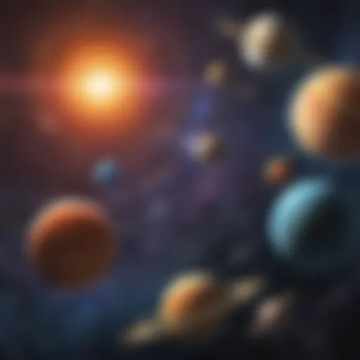 Colorful planets representing the solar system