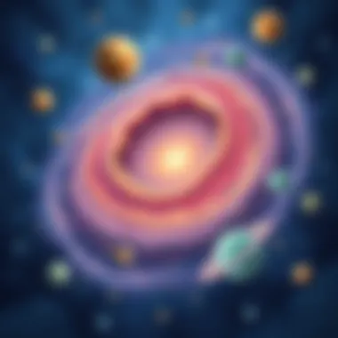 An artist's rendition of a galaxy surrounded by planets