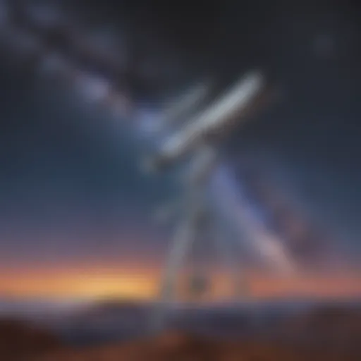 An illustration of a telescope observing distant galaxies