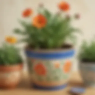 Botanical Pottery Art Spring Flower Pot Painting