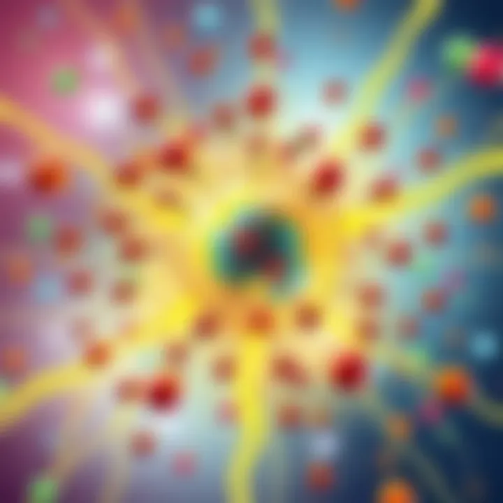 A colorful illustration of charged particles