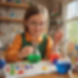 A child experimenting with a chemistry set, showcasing vibrant reactions in a home setting.