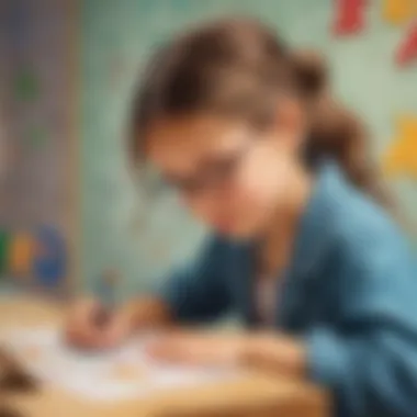 A child engaged in a math-based puzzle, illustrating critical thinking and problem-solving skills.