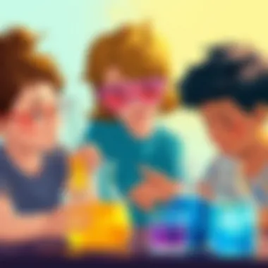 Children engaging in a science experiment with vibrant liquids