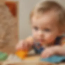 Child exploring textured materials