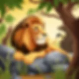 The King of the Savanna A majestic lion resting in its natural savanna habitat.