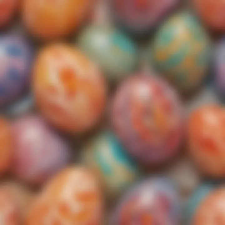 Colorful marbling effect on eggshell