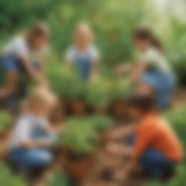 Children engaged in planting activities
