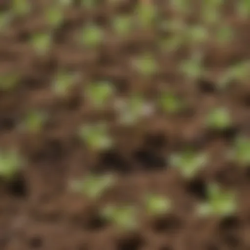 Young seedlings emerging from soil