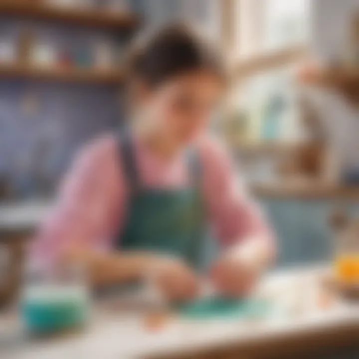 A young enthusiast experimenting with soap making techniques