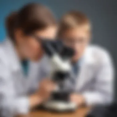 Curiosity in Science Young scientist observing through a stereo microscope
