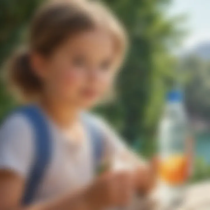 A serene setting with a child enjoying a healthy electrolyte beverage.