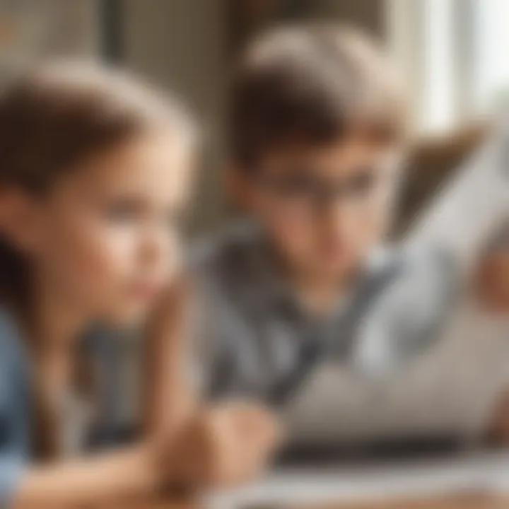 An educational setting where children use a newspaper magnifier.