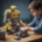 A child programming a LEGO robot