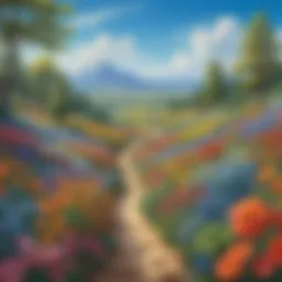 A vibrant landscape showcasing the beauty of sight with colorful flowers and a clear blue sky.