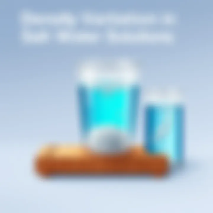 Density Variation in Salt Water Solutions Illustration depicting density variation in salt water solutions