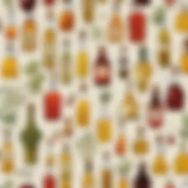 Different types of oils and vinegars used in culinary applications