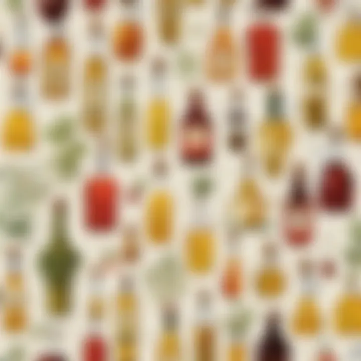 Different types of oils and vinegars used in culinary applications