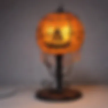 A DIY Halloween lamp crafted from recycled materials