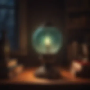 The Enchantment of a Glowing Halloween Lamp A glowing Halloween lamp illuminating a dark room