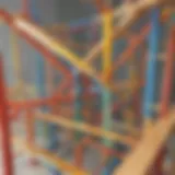 Colorful marble run structure demonstrating gravitational principles