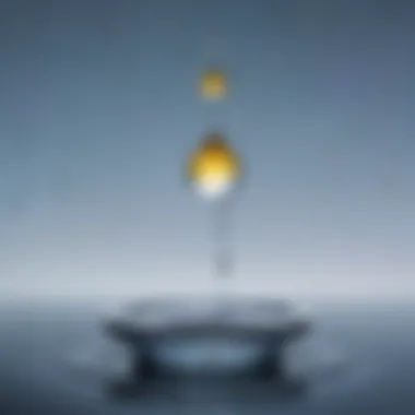 Oil in Water - Immiscibility Concept A close-up view of oil droplets suspended in water, illustrating the concept of immiscibility.