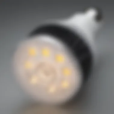 A close-up view of a modern LED light bulb