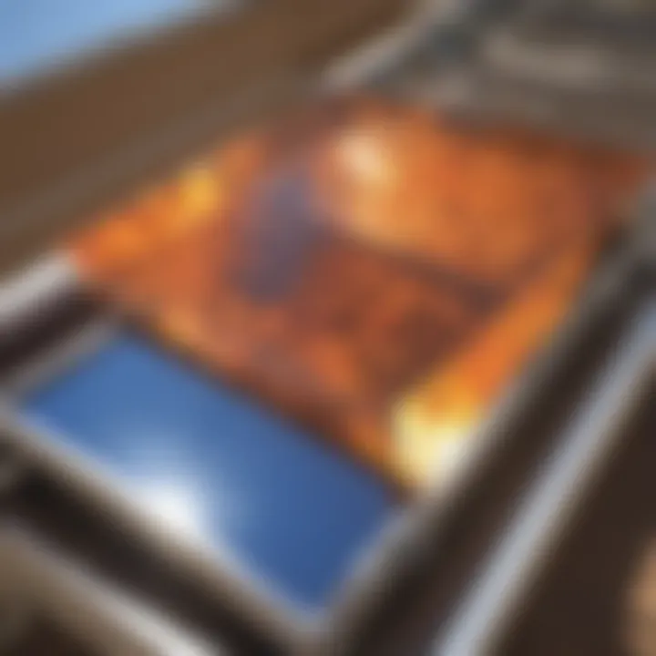 Close-up of reflective panels on a small solar oven, highlighting the engineering behind solar cooking.