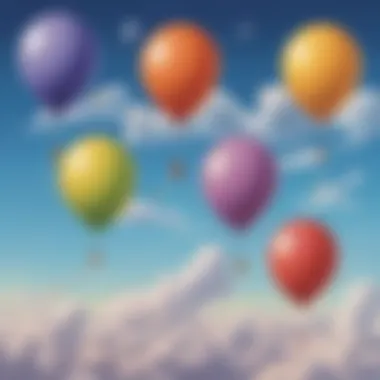 An imaginative illustration of gases, featuring balloons and steam to explain the concept.