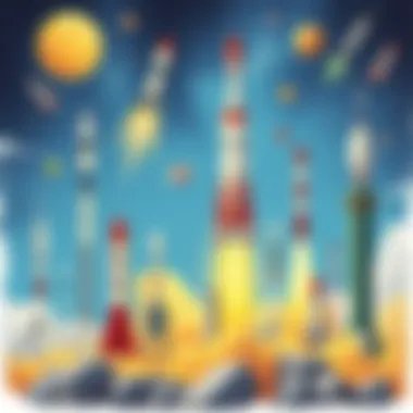 A stunning visual of various types of rockets used in space missions.