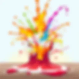 Baking soda reacting with vinegar creating a colorful eruption