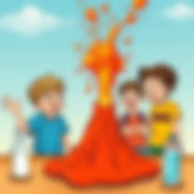 The Excitement of a Baking Soda Volcano Children observing a baking soda volcano experiment