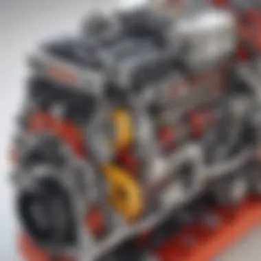 Close-up of a LEGO race car engine showcasing engineering principles