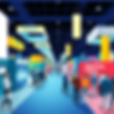 A vibrant exhibition showcasing cutting-edge optical technologies