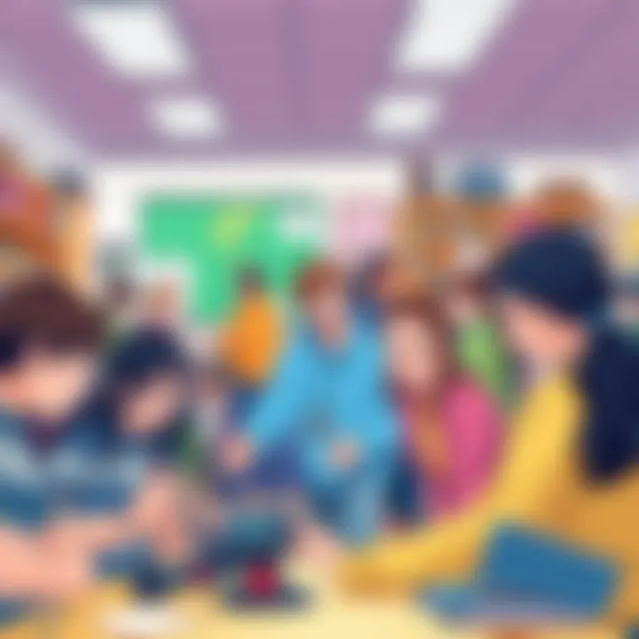 Collaborative Robotics in Action A vibrant classroom scene filled with students engaged in a robotics project, showcasing teamwork and creativity.