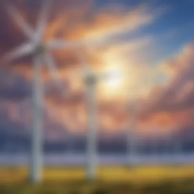 Wind turbines generating electricity