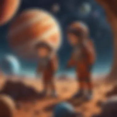 Illustration showcasing virtual preschool science lesson on planets