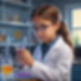 Illustration of a young child exploring a virtual science lab