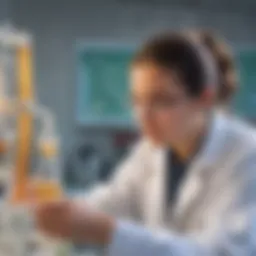 Young scientist observing fluid flow