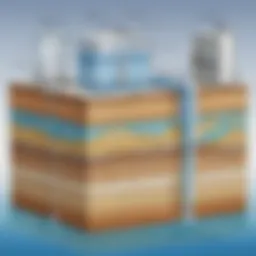 Illustration of a water filtration system diagram showing different layers