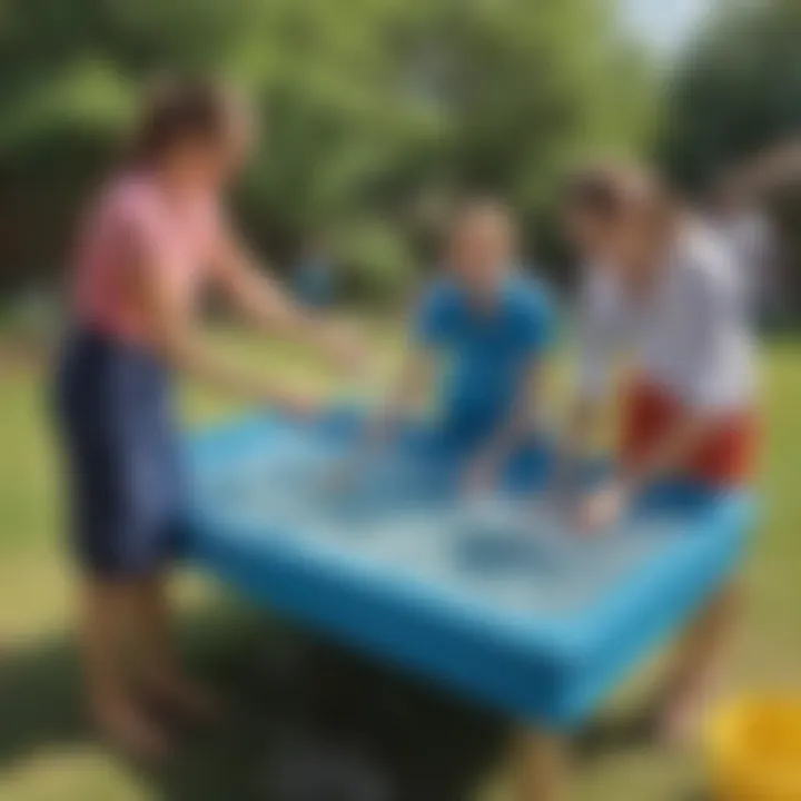 Educators demonstrating effective water play techniques