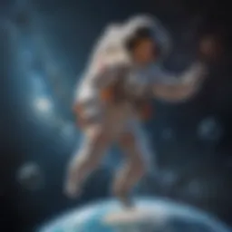 Astronaut floating in space with Earth in the background