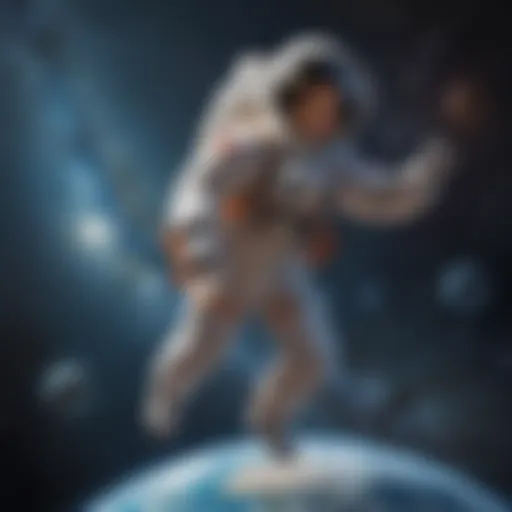 Astronaut floating in space with Earth in the background