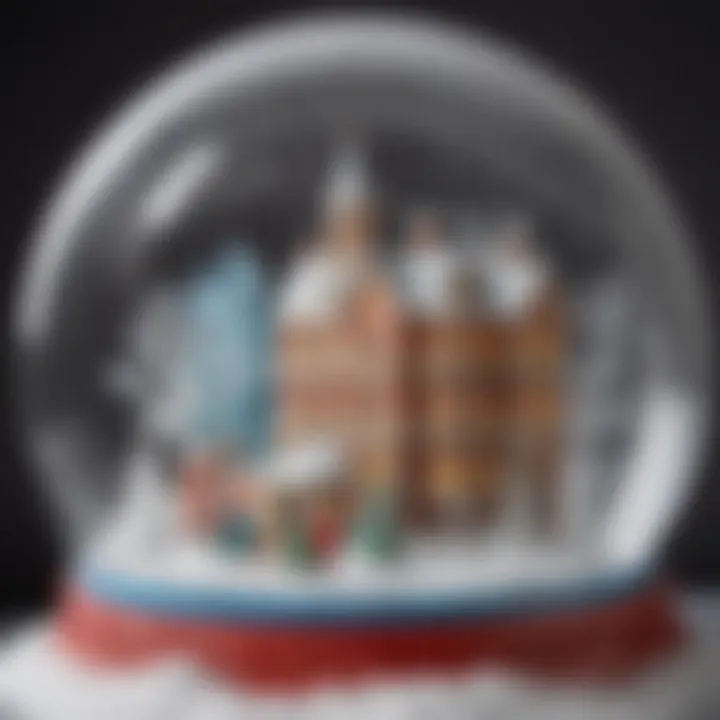 A close-up of intricate details being added to a homemade snow globe