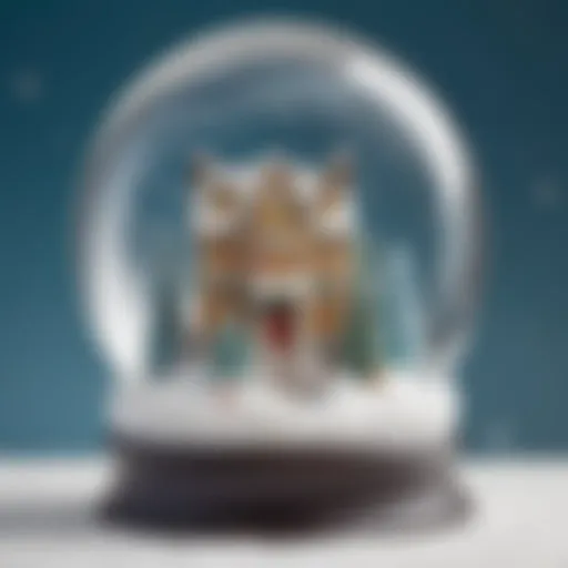 A whimsical snow globe with a miniature winter wonderland scene