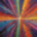 Abstract painting of vibrant colors blending in harmonious chaos